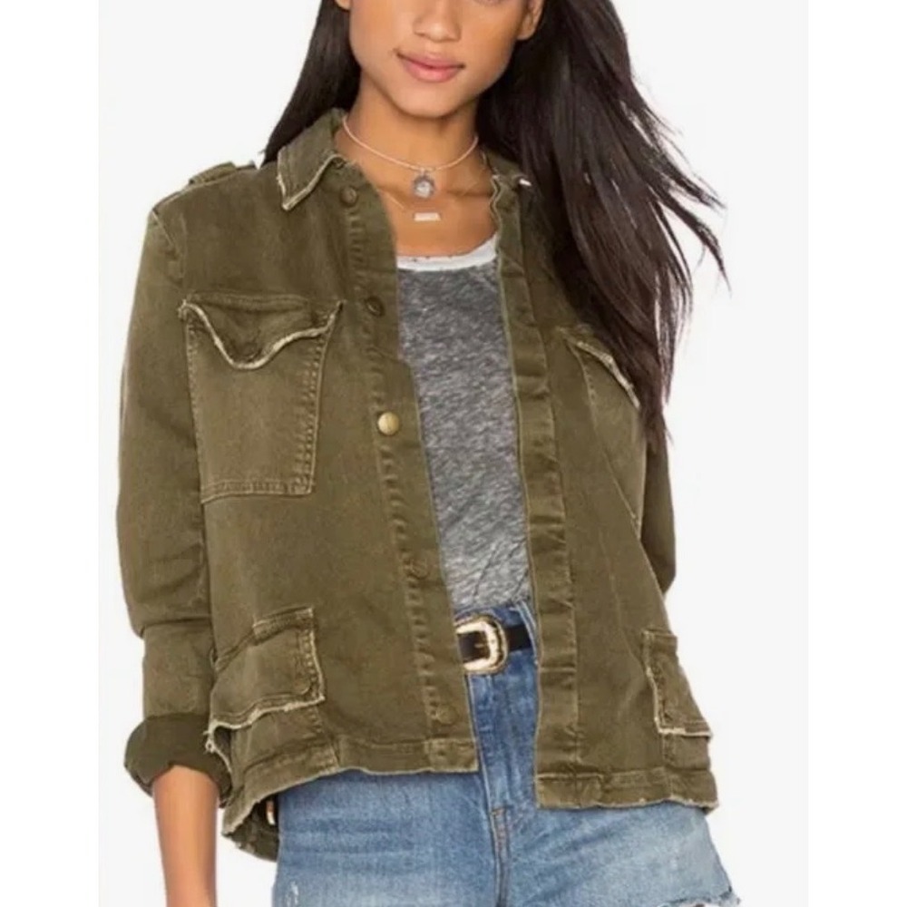 Current Elliot The Slanted Pocket Military Jacket in Army Green Size 2 (M)